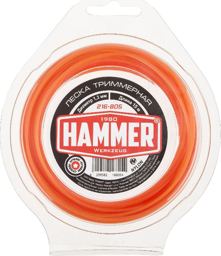 фото Леска триммерная Hammer 216-805, 1,3мм х 15 м Hammer flex