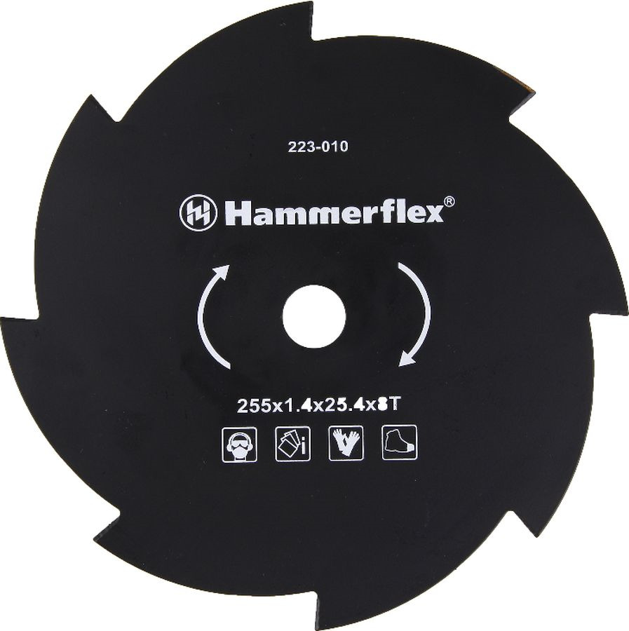 фото Нож для триммера Hammer Flex 223-010, круглый, 8 зубьев, толщина 1,4 мм, диаметр 255 мм