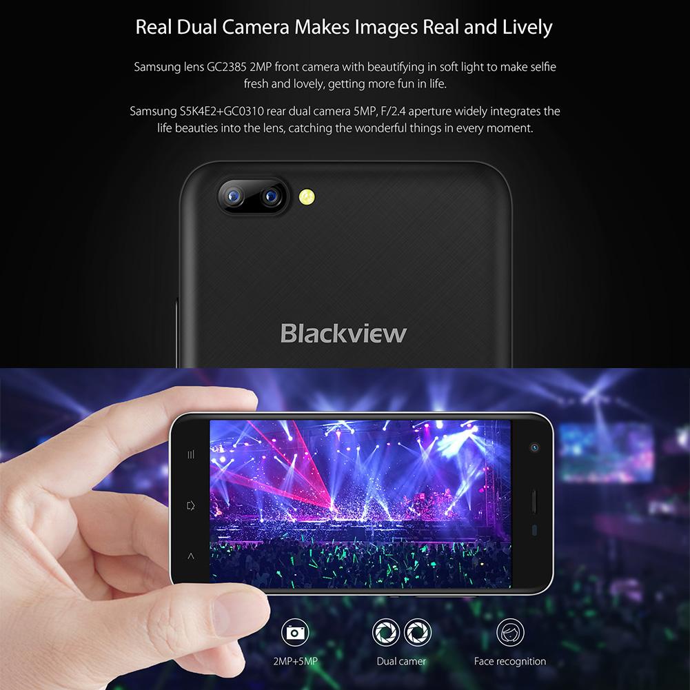 фото Четырехъядерный Android 7.0 3G-телефон Blackview A7 Pro с ОЗУ 2 ГБ ROM 16 ГБ (черный)