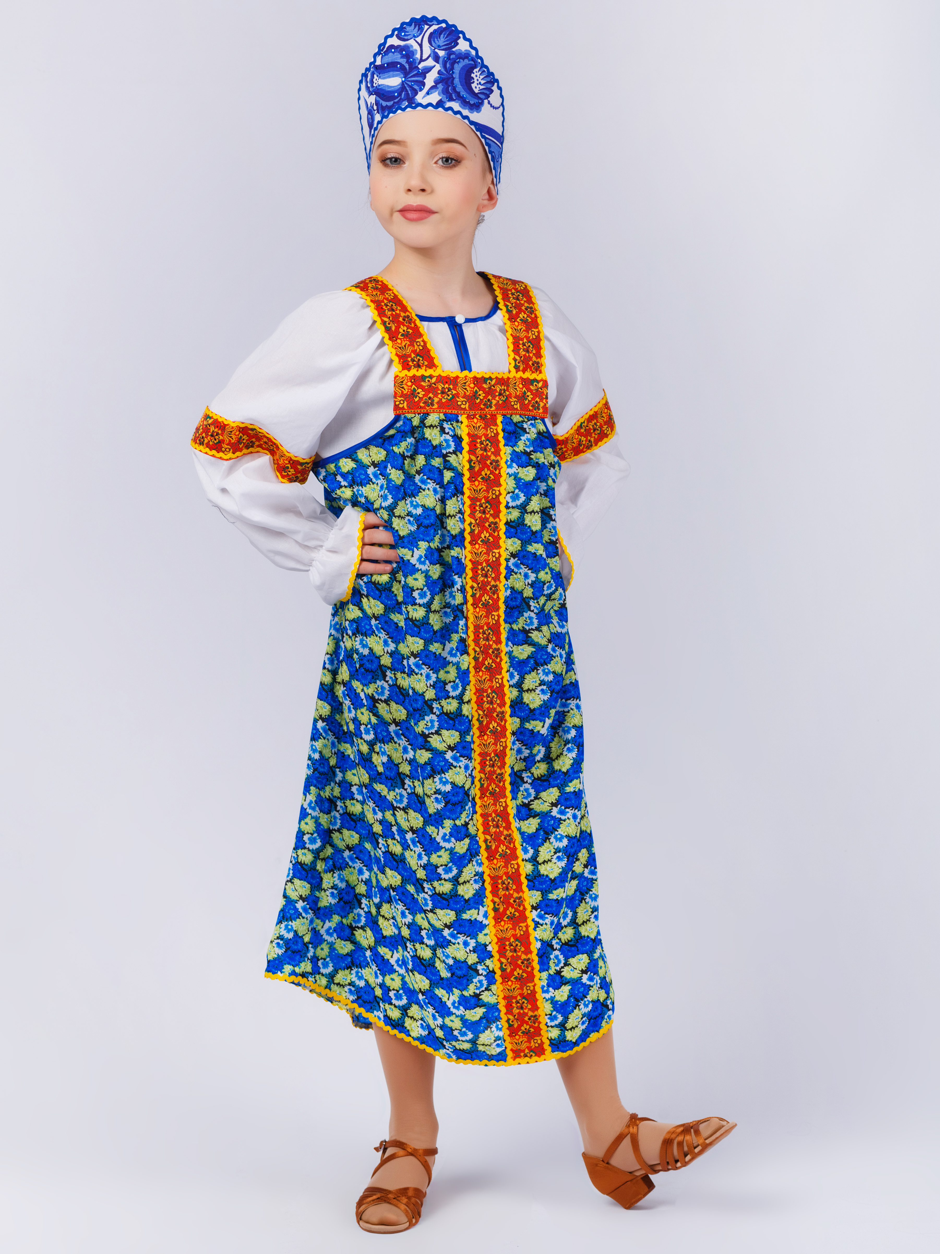 Карнавальный костюм Gala-Вальс Костюм Машенька цветная, салатовый, синий