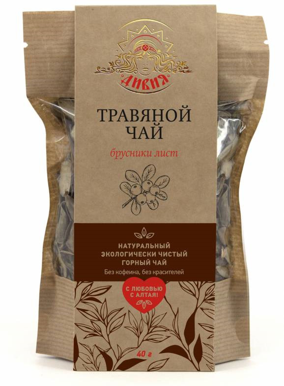 Чай в пакетиках Дивия "Брусника обыкновенная листья" травяной, 40 г ...