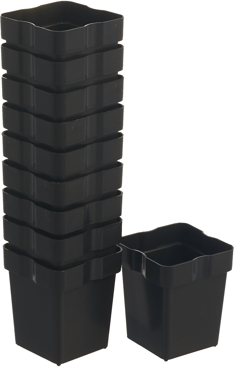 фото Набор горшков для рассады, с выдвижным дном, ИНС 108, черный, 220 мл, 10 шт