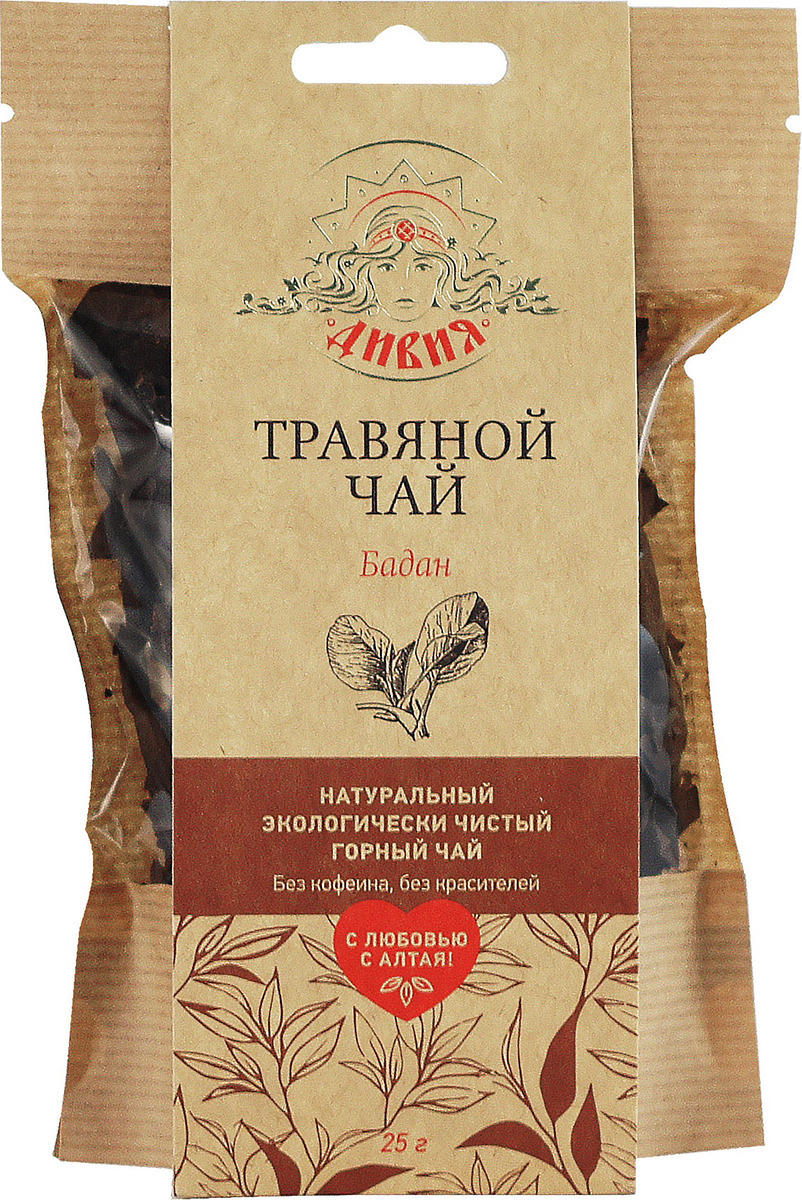 Чай в пакетиках Дивия "Бадан толстолистный лист" травяной, 25 г ...