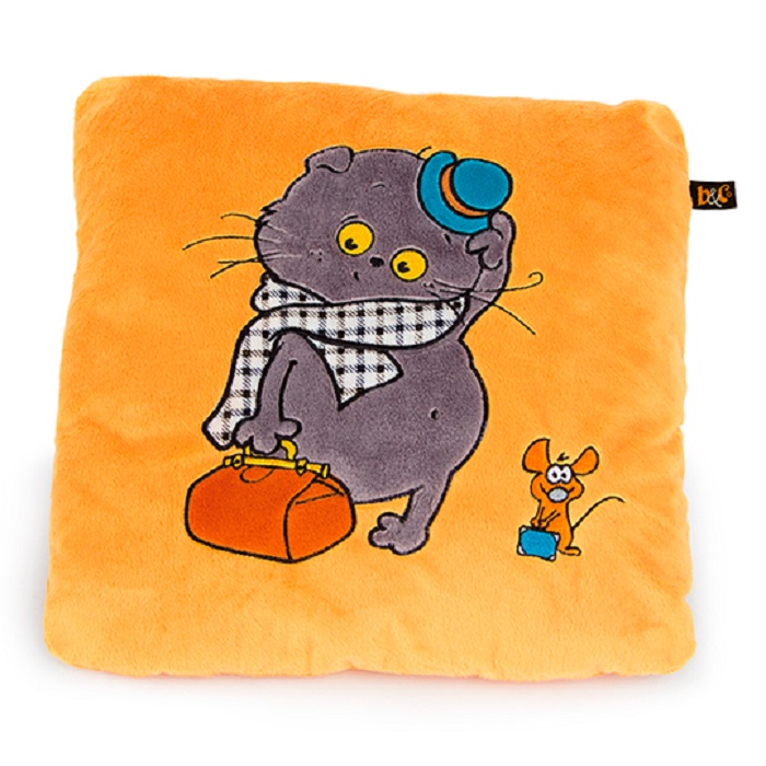 Подушка-игрушка Буди Баса Budibasa Подушка Басик-путешественник, 30 см, оранжевый