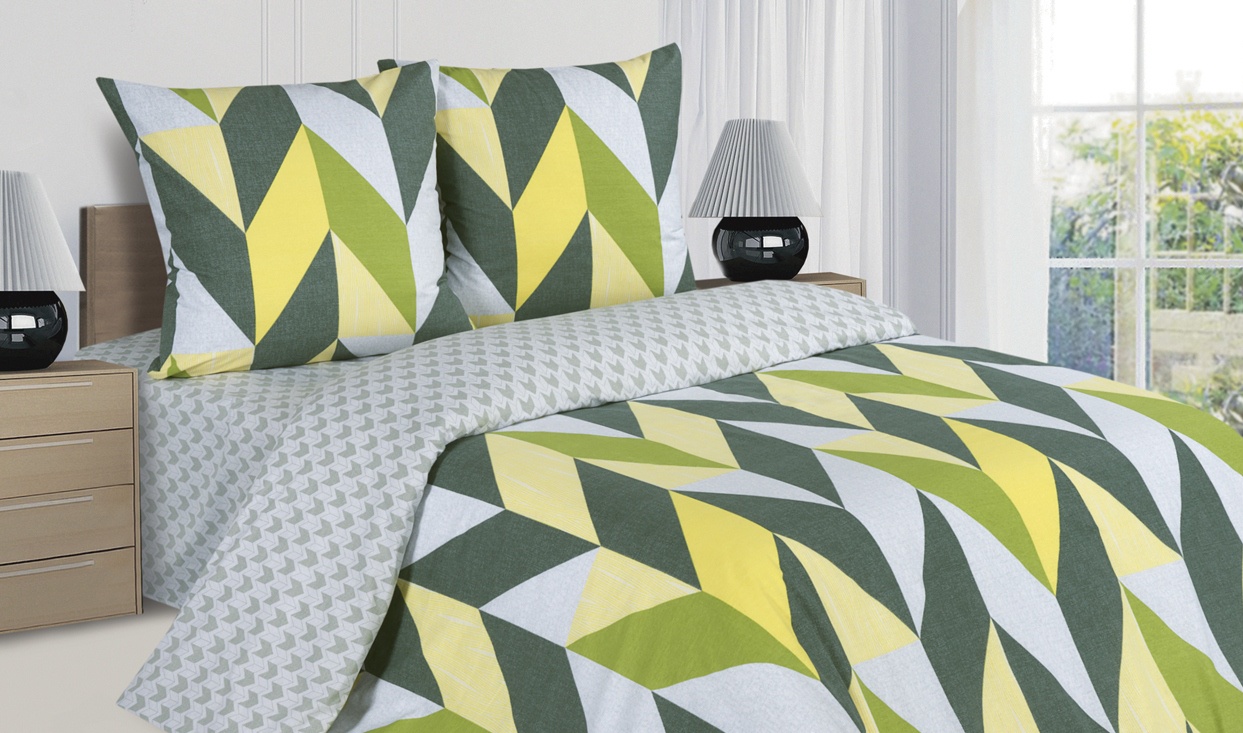 Комплект постельного белья Ecotex Солнечное настроение, зеленый
