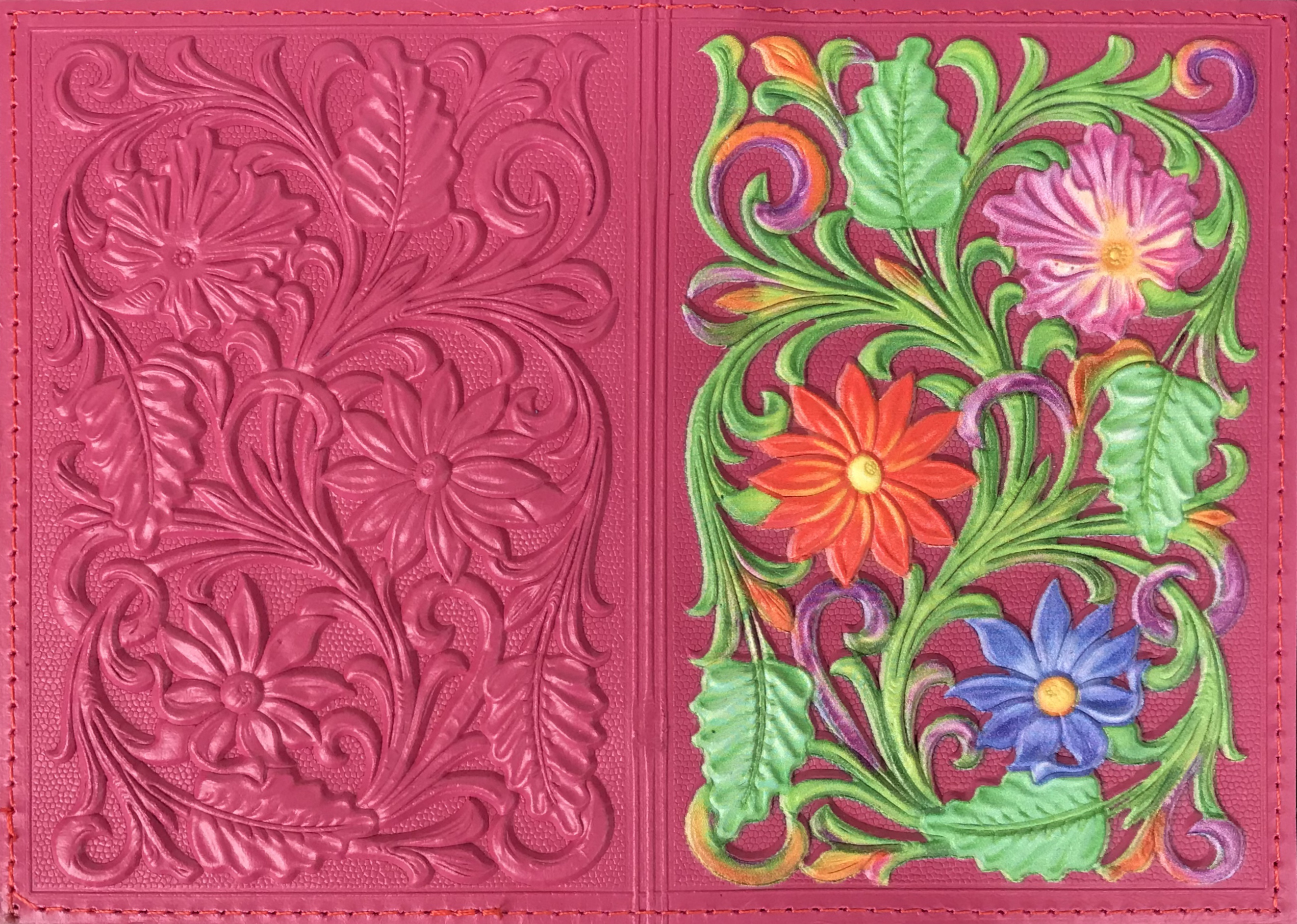 фото Обложка для паспорта TRIWESTA Ромашки. Цветной рельеф, фуксия