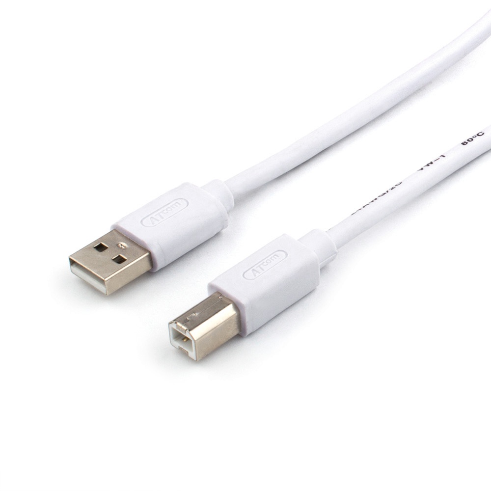 фото Кабель ATcom Am-Bm 1,8 метра USB 2.0, пакет, белый