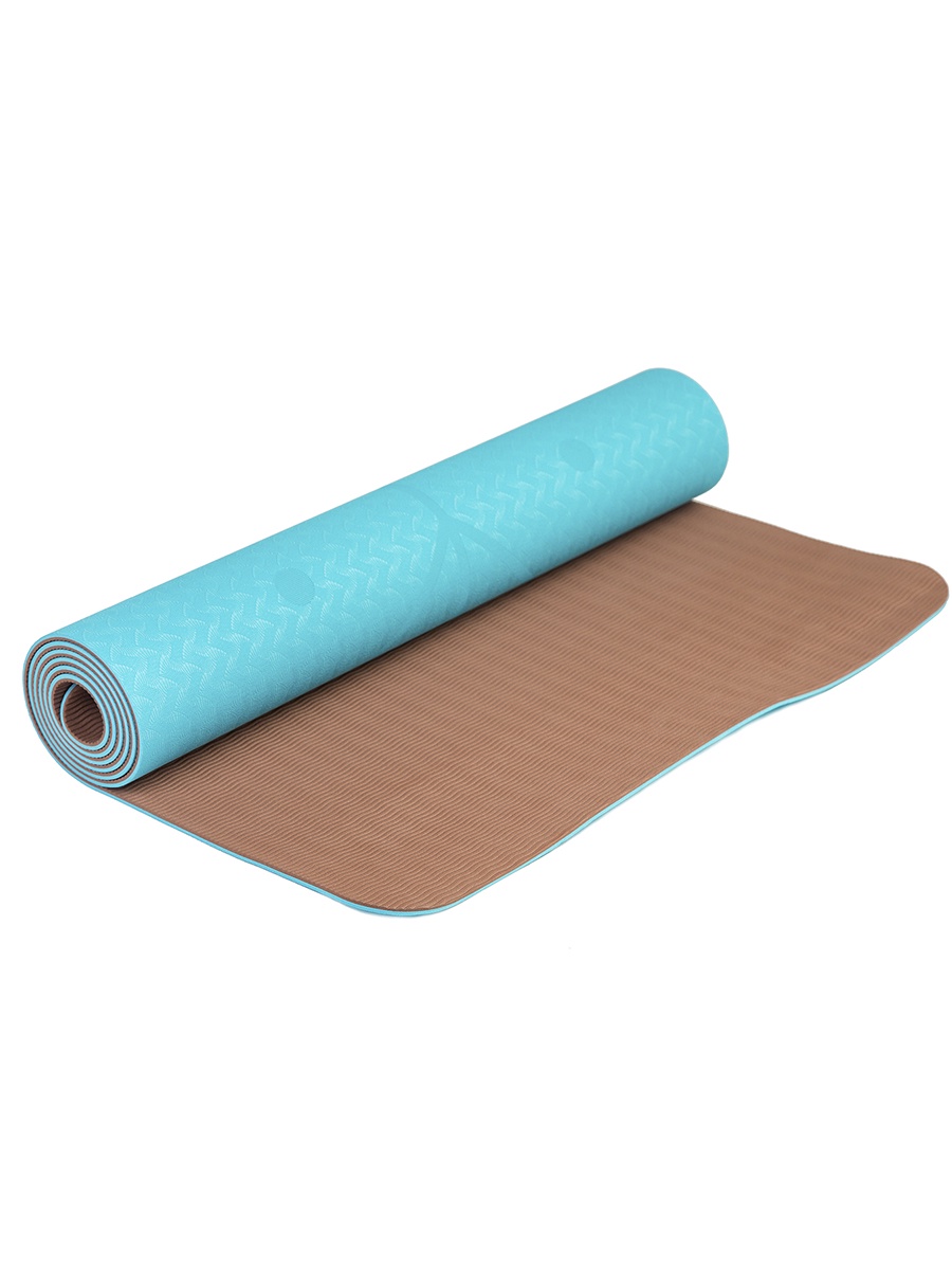 Коврик для йоги Devi Yoga двухслойный с разметкой 183x61x0,5 см, голубо ...