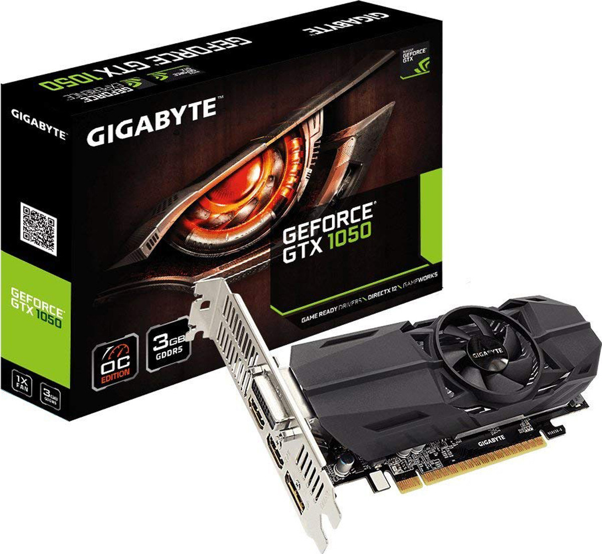 фото Видеокарта nVidia GeForce GTX1050 Gigabyte LP PCI-E 3072Mb, GV-N1050OC-3GL