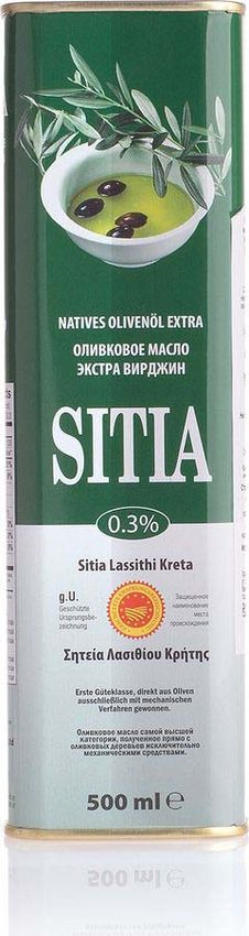 Масло оливковое Sitia(Ситиа) Extra Virgin 0,3% кислотность P.D.O. Ailmakis Estate, жестяная банка, 500 мл