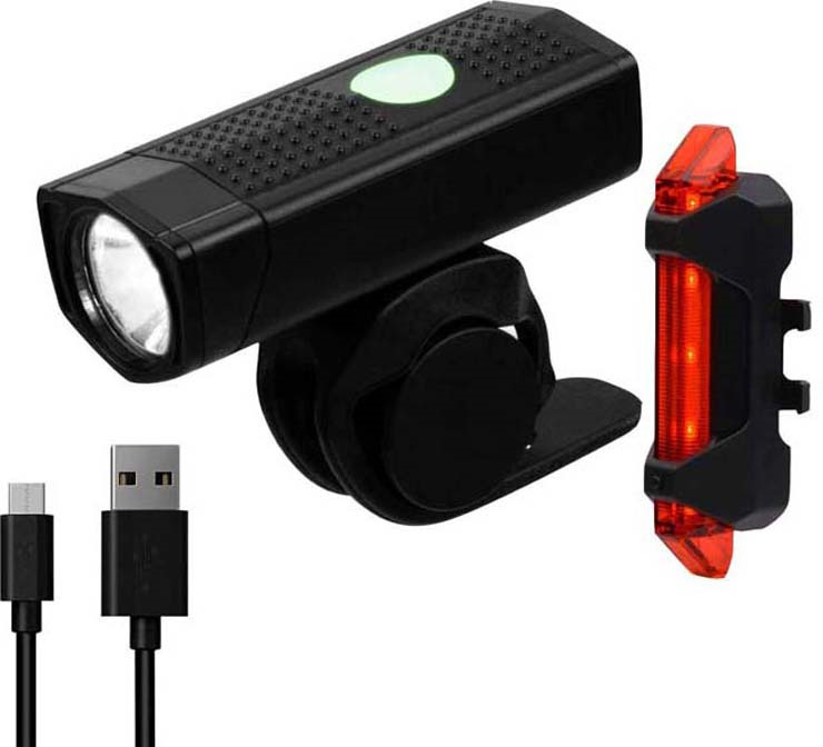 фото Велофонари (комплект): передний (фара) и задний габаритный Briviga USB Bike Light Set: EBL-2255A + EBL-3402