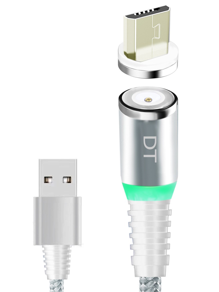 фото Кабель Джик-турбо DTC магнитный micro usb - usb, магнитный для зарядки, для зарядки, серый