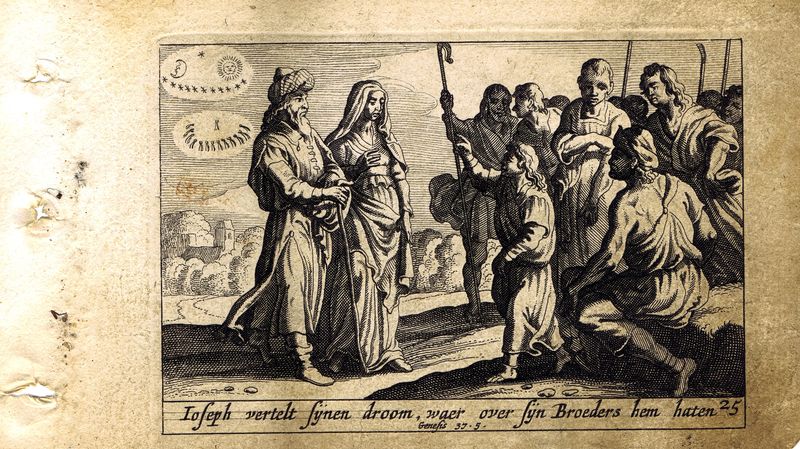 фото Гравюра Питер Схют Ветхий Завет. Сны Иосифа. Резцовая офорт. Нидерланды, Амстердам, 1659 год
