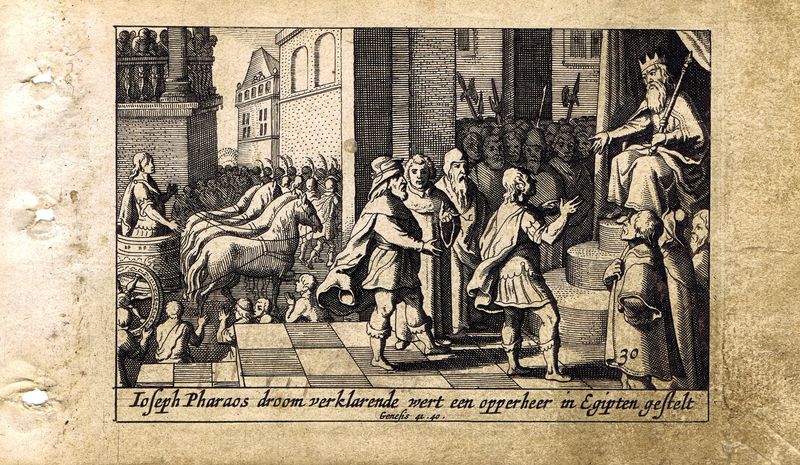 фото Гравюра Питер Схют Ветхий Завет. Иосиф - управитель всего Египта. Резцовая офорт. Нидерланды, Амстердам, 1659 год