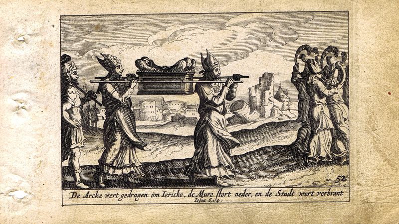 фото Гравюра Питер Схют Ветхий Завет. Взятие Иерихона. Резцовая офорт. Нидерланды, Амстердам, 1659 год