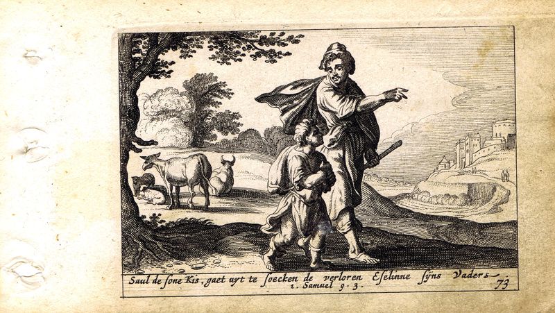 фото Гравюра Питер Схют Ветхий Завет. Саул в поисках ослиц. Резцовая офорт. Нидерланды, Амстердам, 1659 год