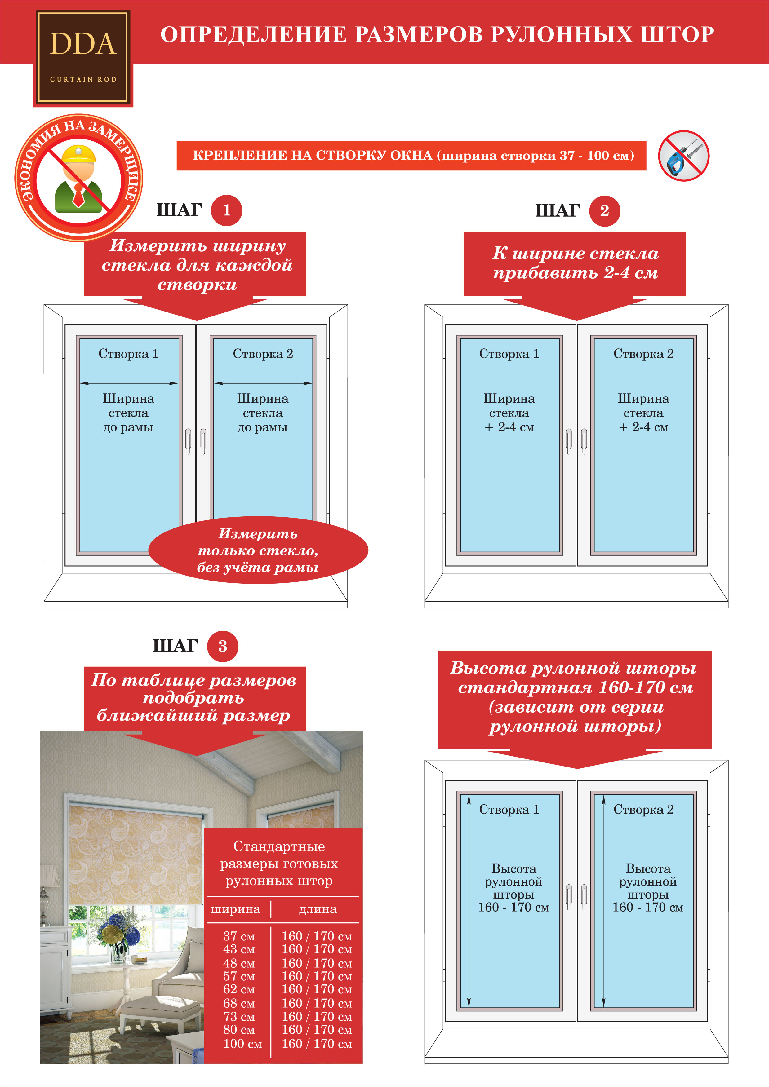 как правильно замерить рулонные шторы на пластиковые окна день ночь