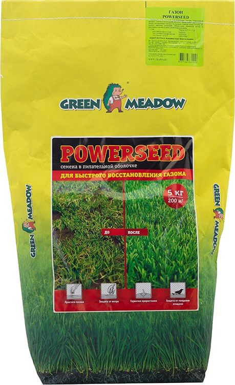 фото Семена Green Meadow Powerseed, для быстрого ремонта газона, 5 кг