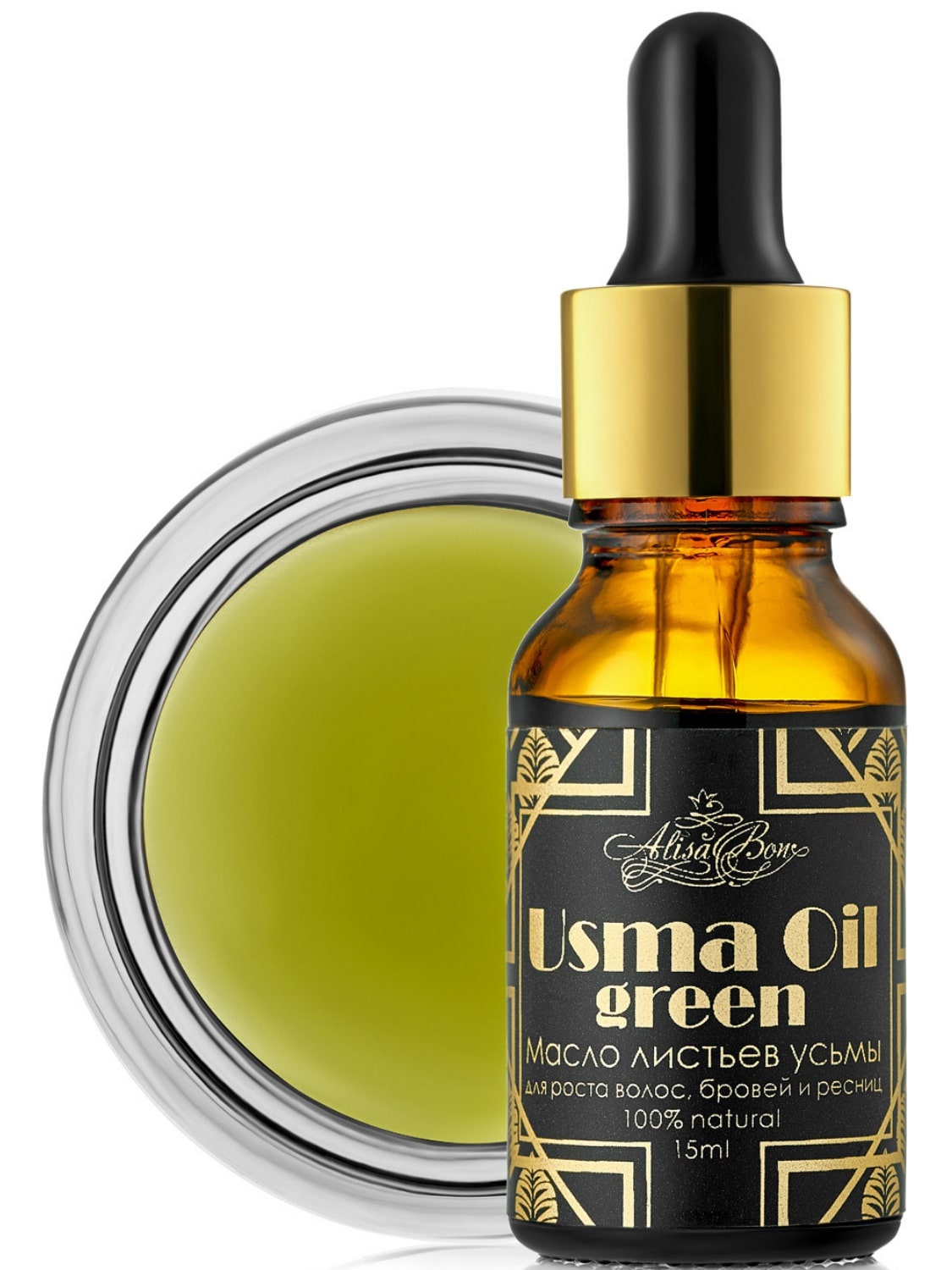 фото Масло листьев усьмы для роста волос, бровей и ресниц "Usma Oil green" Alisa bon