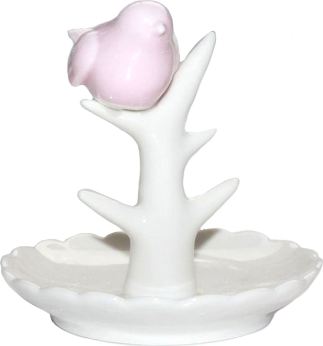 фото Декоративная тарелка Magic Home Розовая птичка на ветке, белый