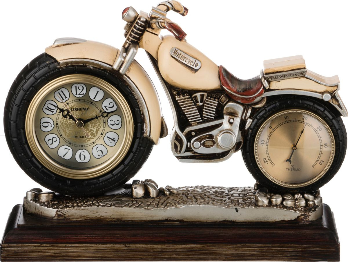 фото Настольные часы Lefard Мотоцикл, кварцевые, с термометром