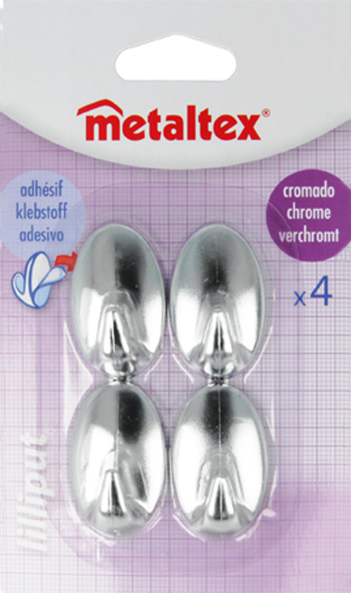 фото Крючок для ванной Metaltex, 29.46.12, серый, 4 шт