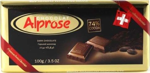 фото Шоколад Alprose Chocolat "SWISS PREMIUM" горький 74 процента какао, 100г