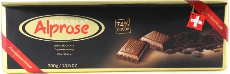 фото Шоколад Alprose Chocolat "SWISS PREMIUM" горький 74% какао с цельным миндалем, 300