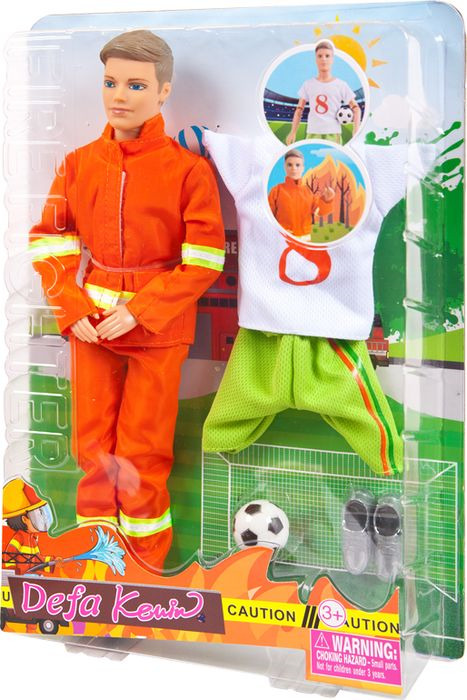 Кукла Defa Toys Юноша со сменной одеждой Пожарный и футболист, 8382d, в ассортименте