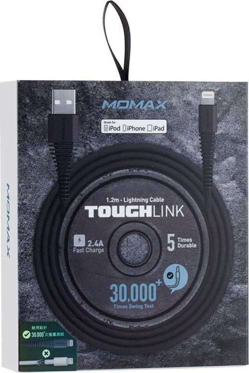 фото Кабель Momax Tough Link DL8D, черный, 1,2 м