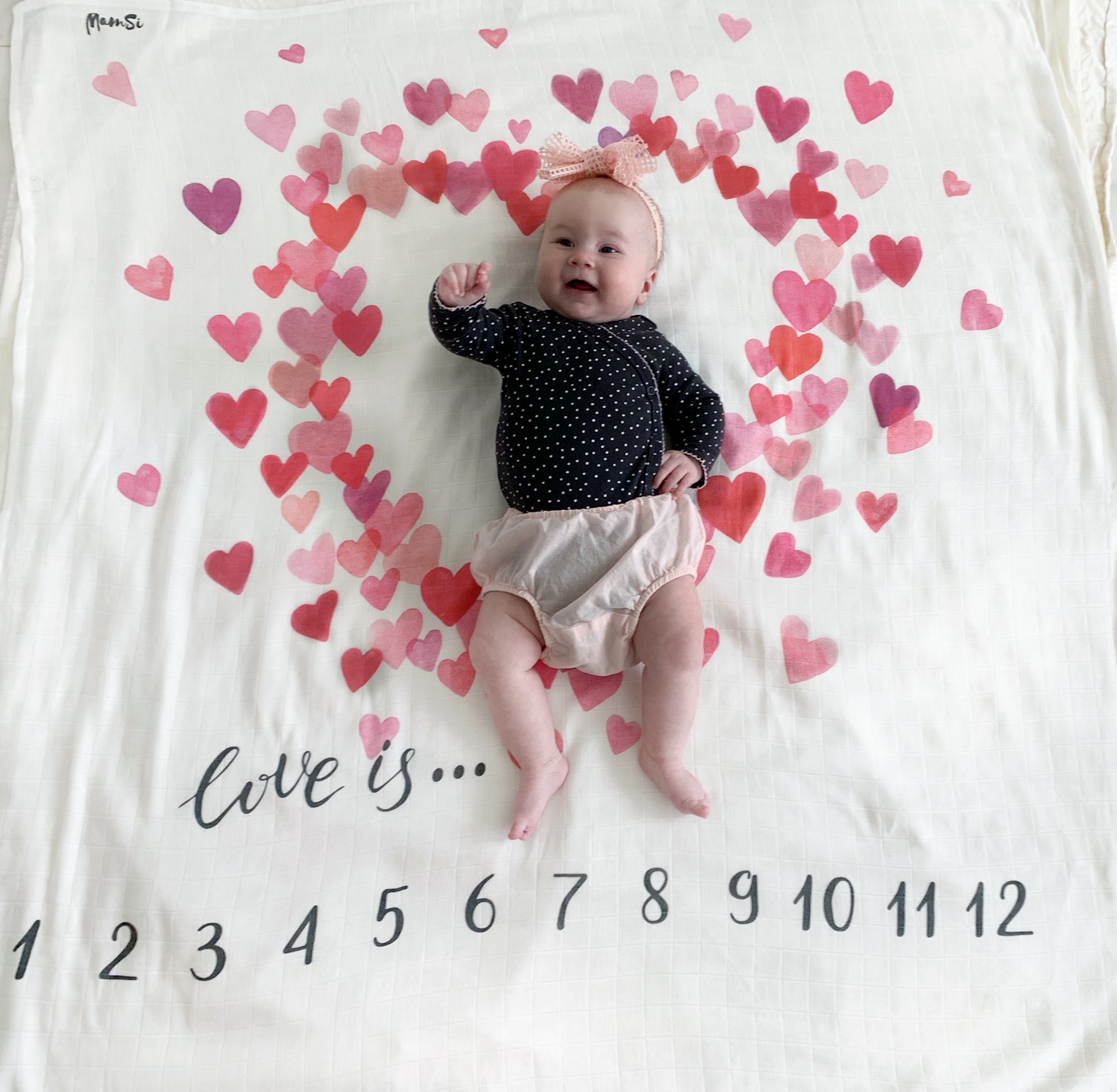 фото Пеленка текстильная MamSi Муслиновая фотопеленка Love is