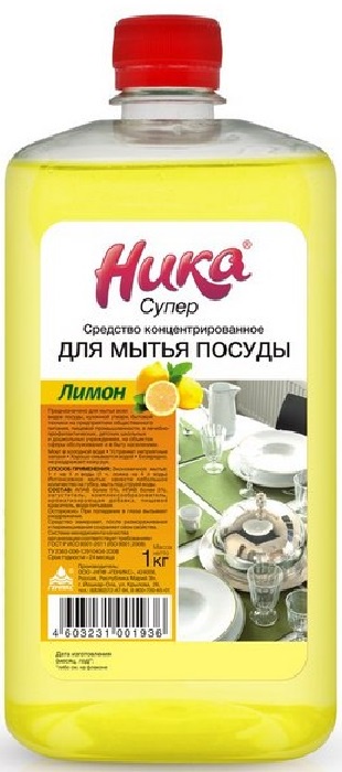 фото Средство для мытья посуды НИКА "НИКА-СУПЕР", аромат лимона, концентрированное, 1 кг