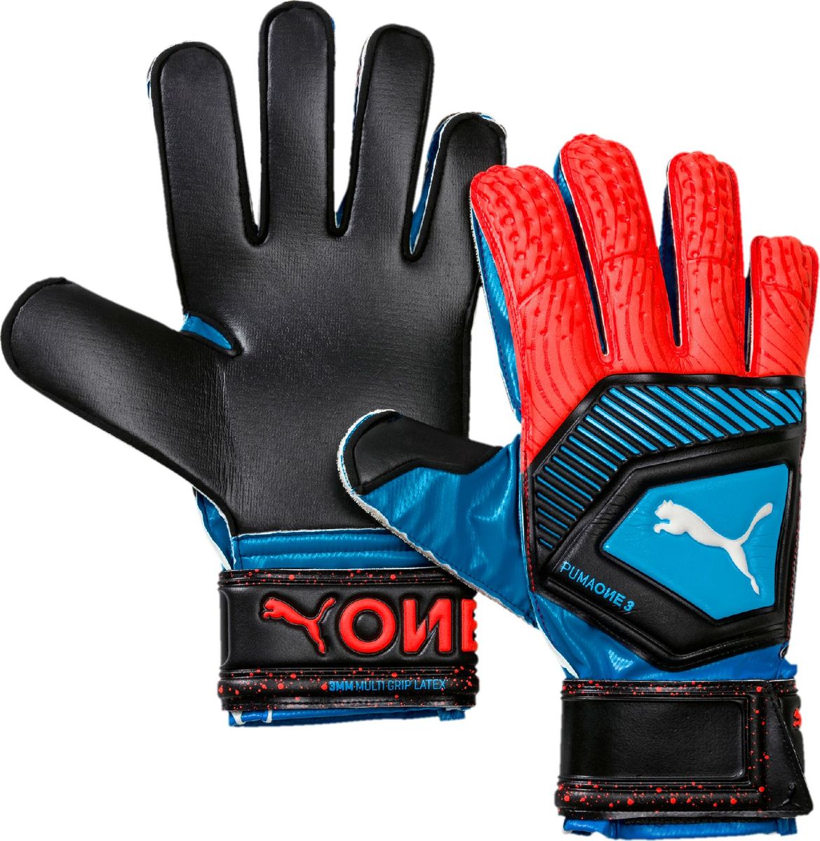 Перчатки вратарские Puma One Protect 3, 04148021, голубой, черный, размер 7,5 Перчатки вратарские Puma One Protect 3, 04148021, голубой, черный, размер 7,5