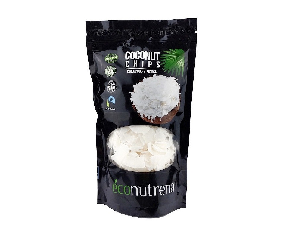 фото Чипсы кокосовые органические без обжарки, 150 гр. Econutrena