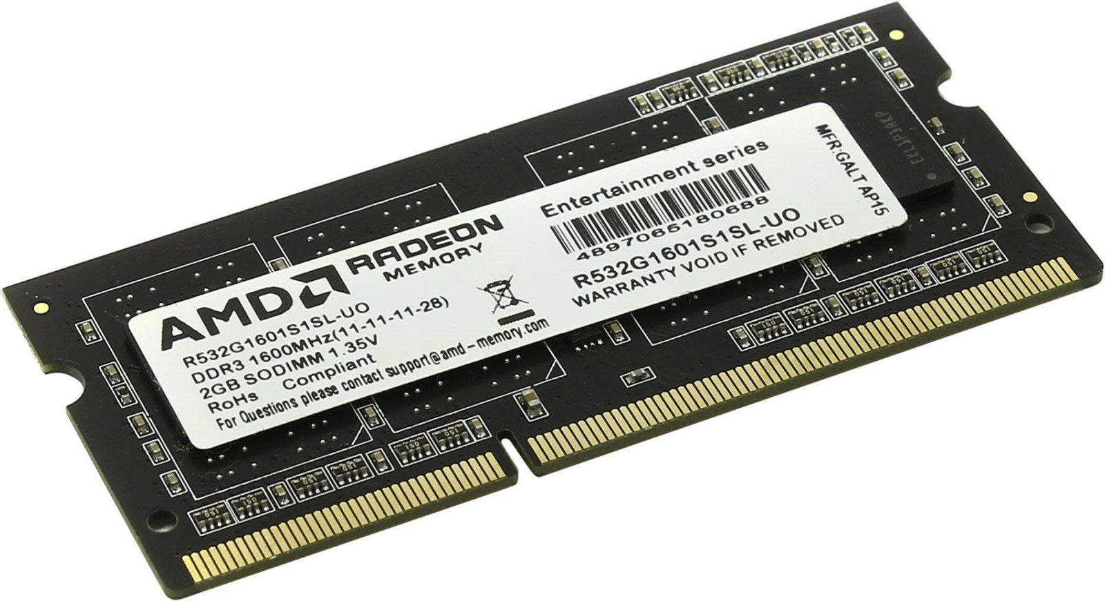 фото Модуль оперативной памяти AMD Radeon DDR3 2GB 1600Mhz So-DIMM, R532G1601S1SL-U