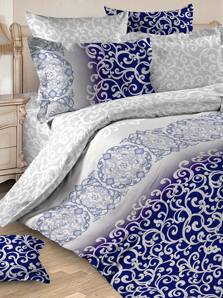 Комплект постельного белья ИМАТЕКС Венеция-2е-70*70, темно-синий, светло-серый