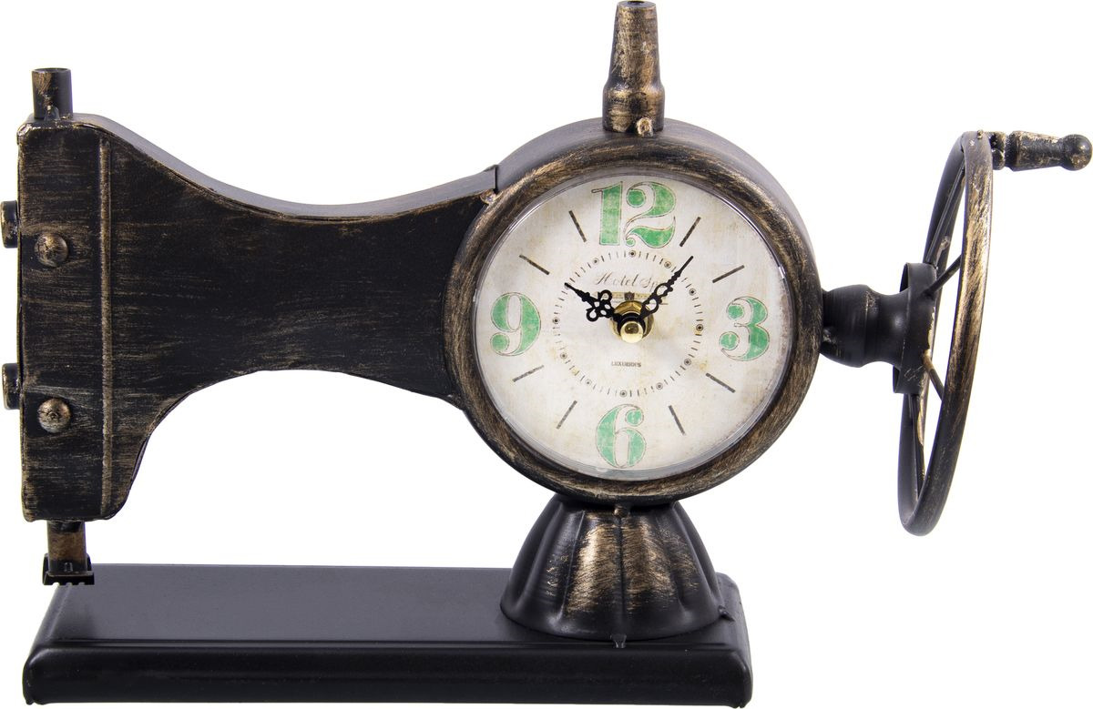 Настольные часы Русские подарки Швейная машинка, 138635, черный, 33 х 23 см