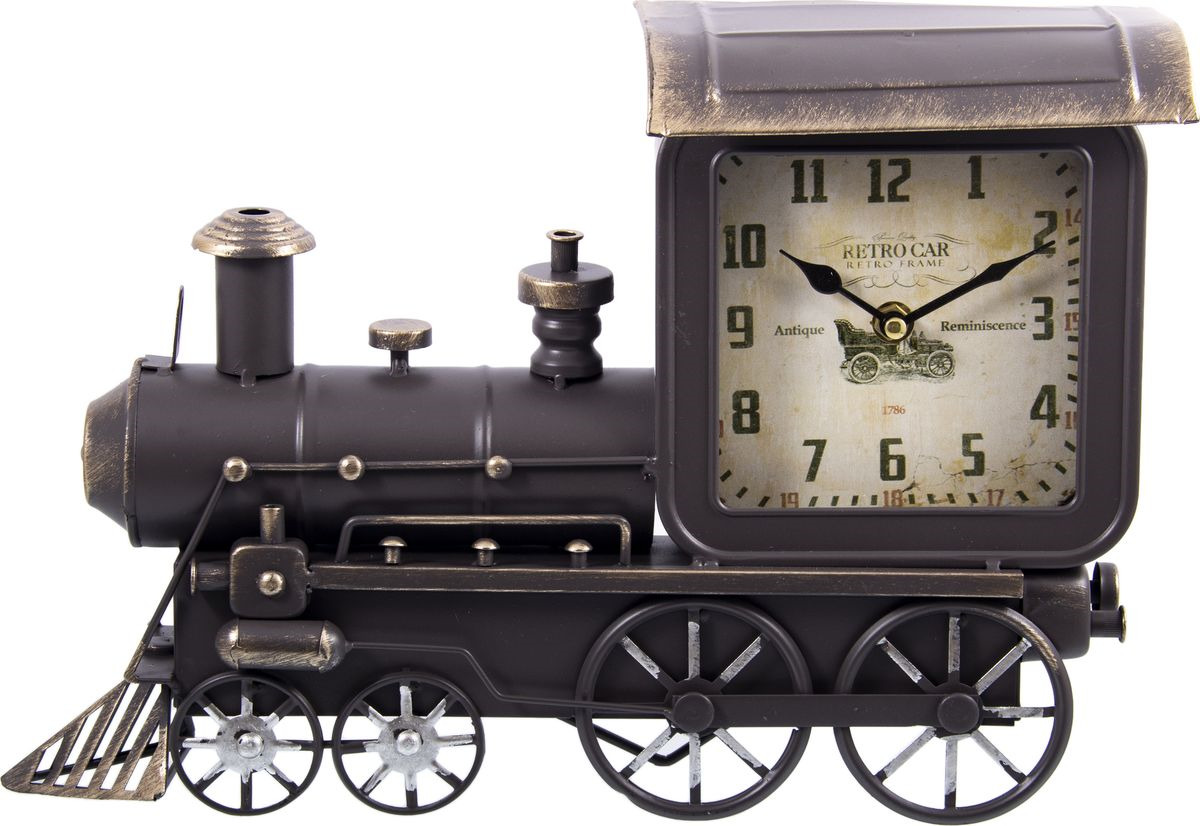 Настольные часы Русские подарки Паровоз, 138633, черный, 38 х 26 см