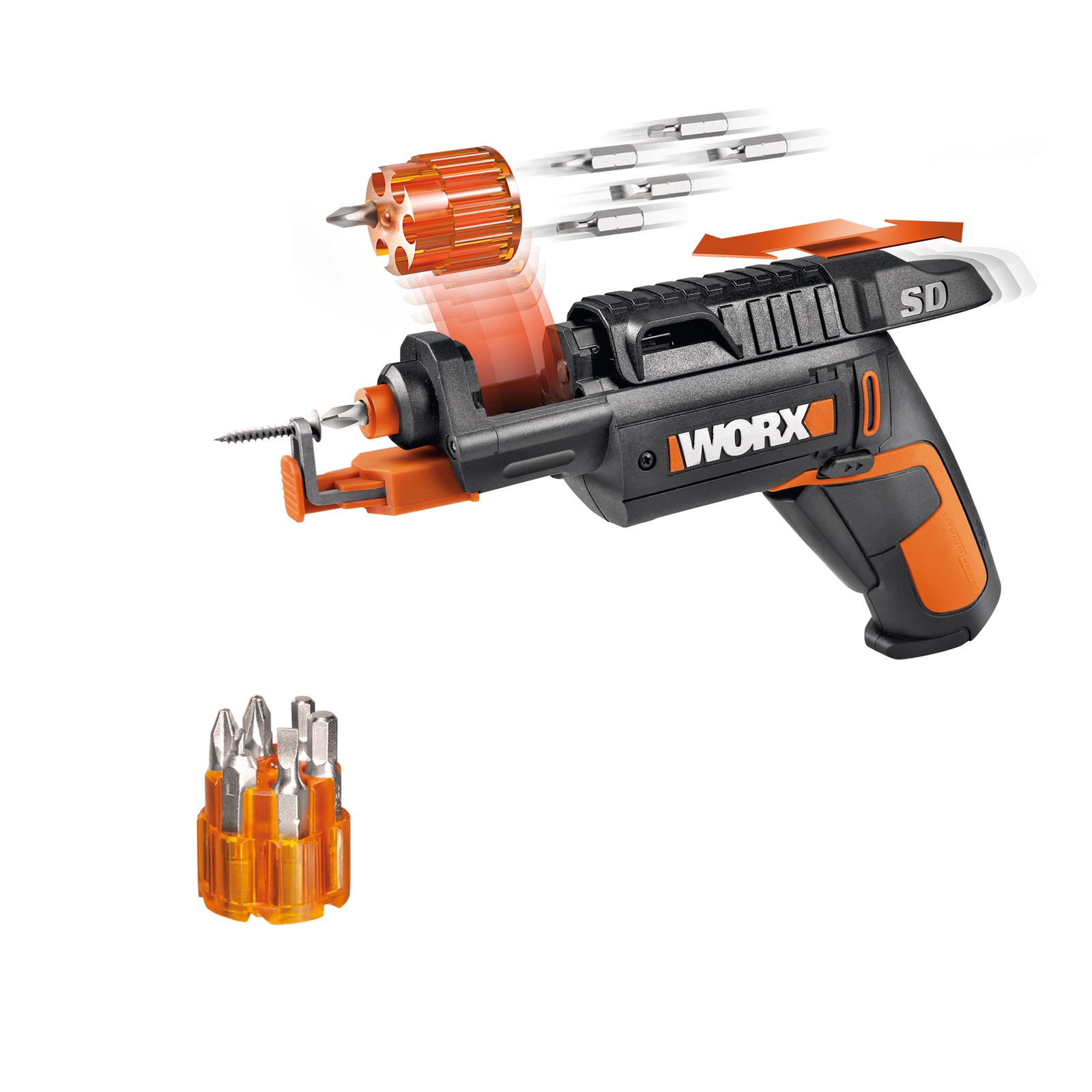 фото Отвертка аккумуляторная WORX WX255 SD Slide Driver, 4В, ЗУ, набор бит (6 шт)