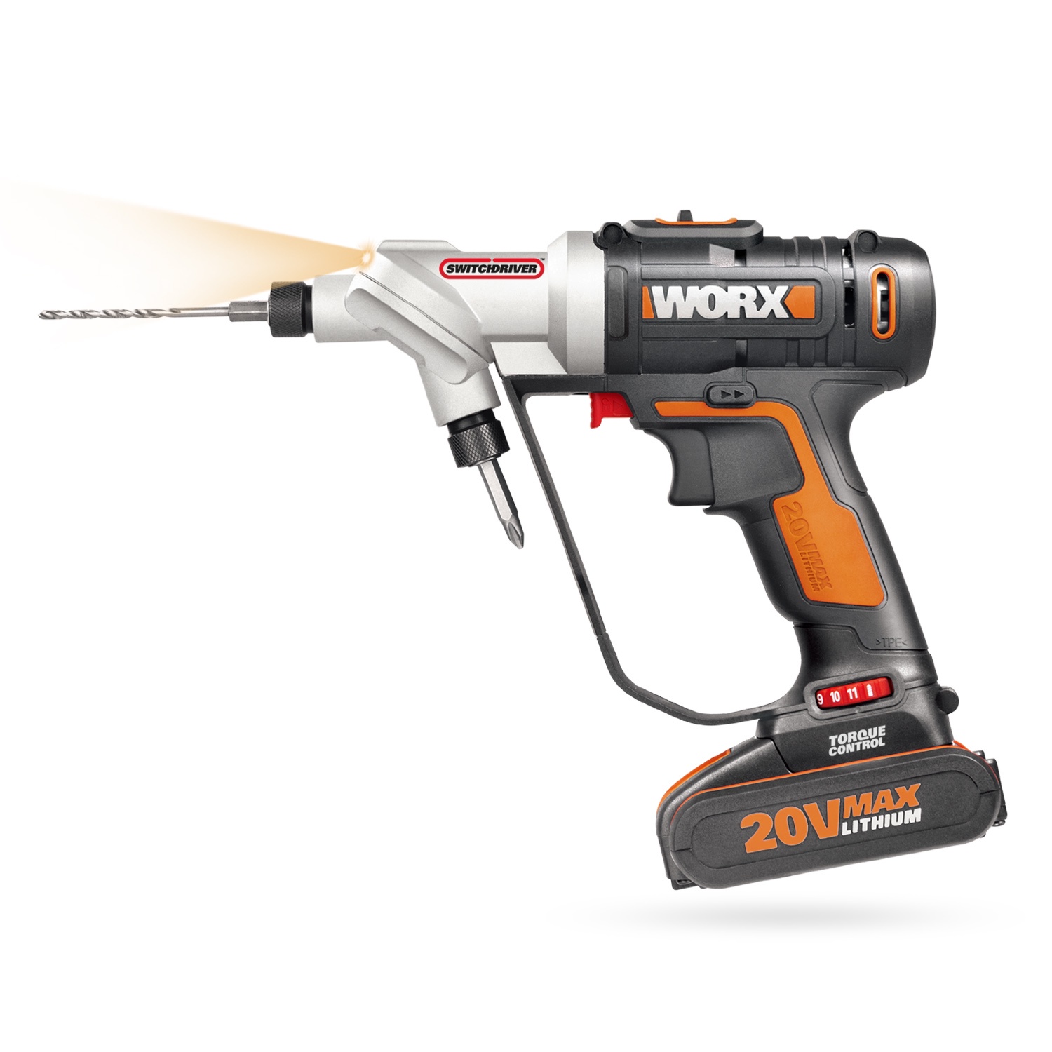 фото Дрель-шуруповерт аккумуляторная WORX Switchdriver WX176.2, 20В, 2Ач x1, кейс