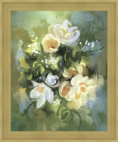 фото Картина Экорамка Зеленый букет с белыми цветами 49x59 см