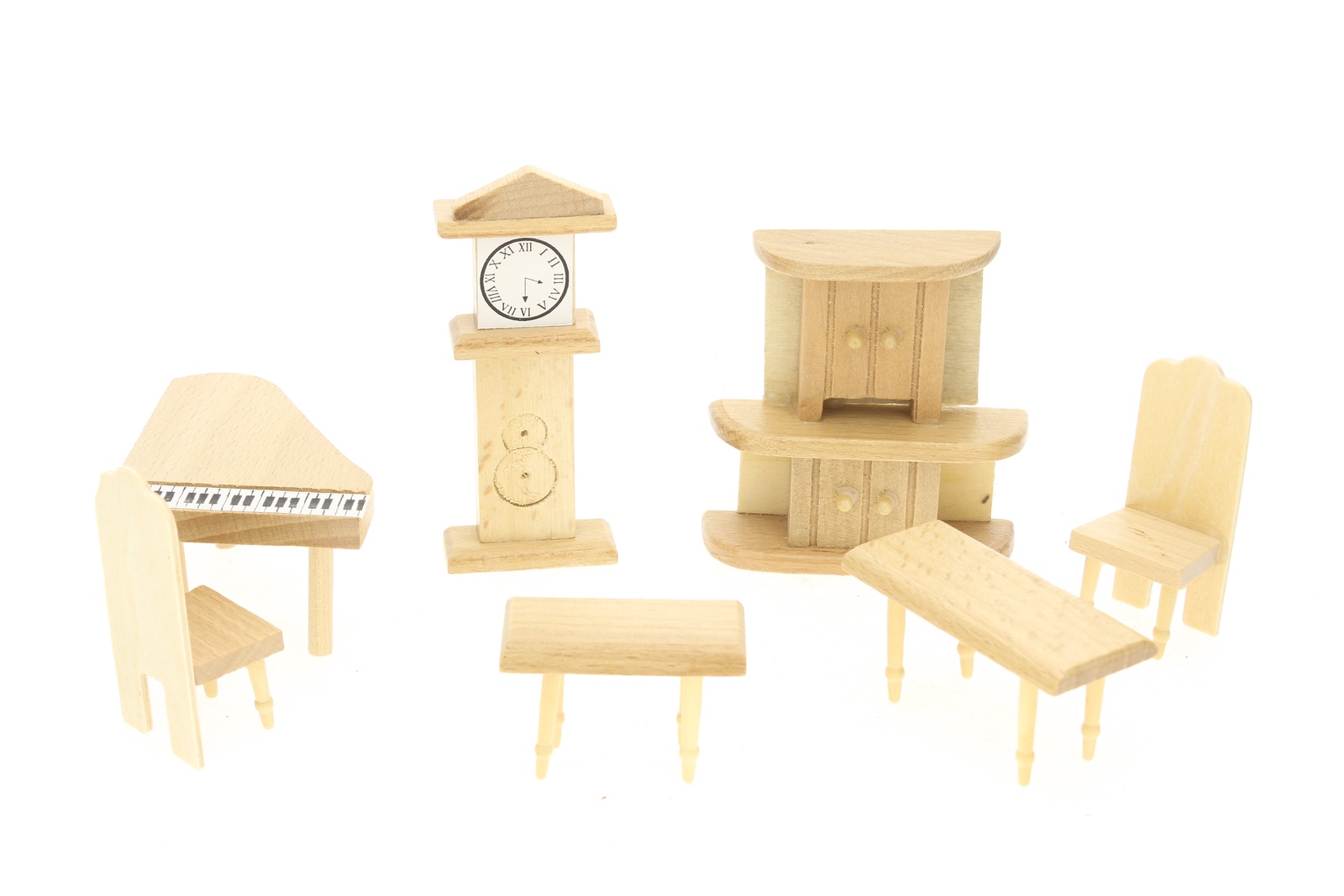 фото Мебель для кукол IQ Format "Гостиная" для кукольного домика, 7 предметов, дерево