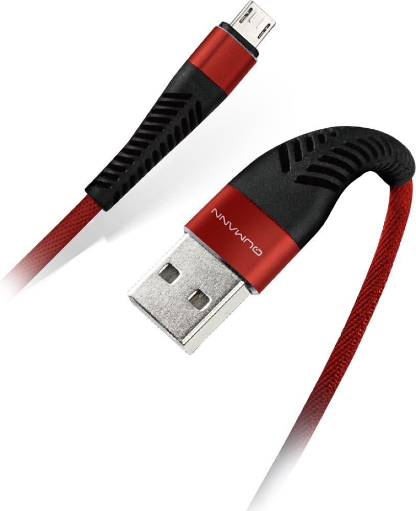 фото Кабель Qumann micro USB 2,1А, 21151, красный, 1 м