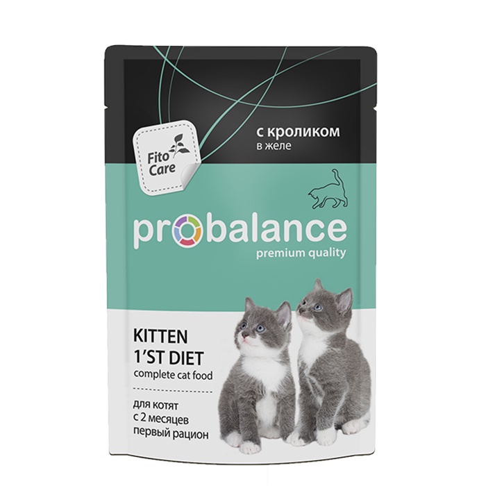 фото Корм консервированный Probalance Kitten 1st Diet , для котят, с кроликом в желе, 85 г