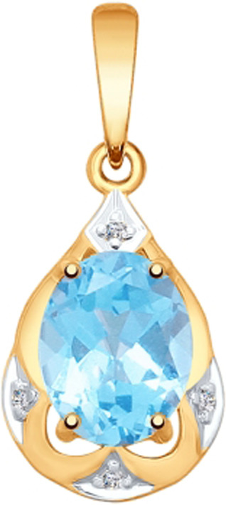фото Подвеска Diamant, золото 585, бриллиант, топаз, 51-231-00010-1