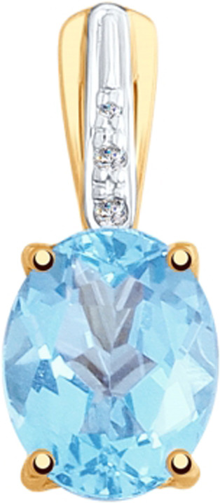 фото Подвеска Diamant, золото 585, бриллиант, топаз, 51-230-00016-1