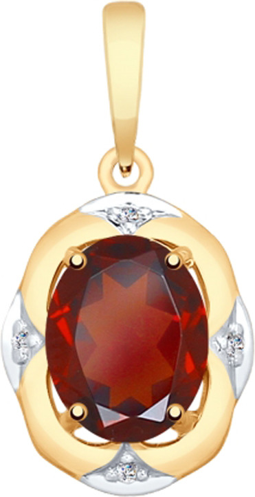 фото Подвеска Diamant, золото 585, бриллиант, гранат, 51-230-00010-2