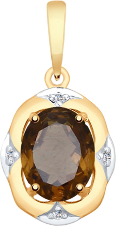 фото Подвеска Diamant, золото 585, бриллиант, раухтопаз, 51-230-00010-4