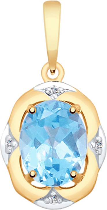 фото Подвеска Diamant, золото 585, бриллиант, топаз, 51-230-00010-1