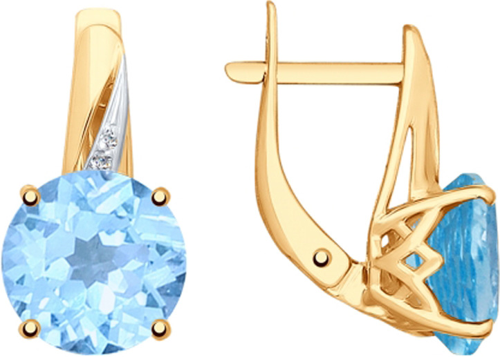 фото Серьги Diamant, золото 585, топаз, бриллиант, 51-220-00011-1